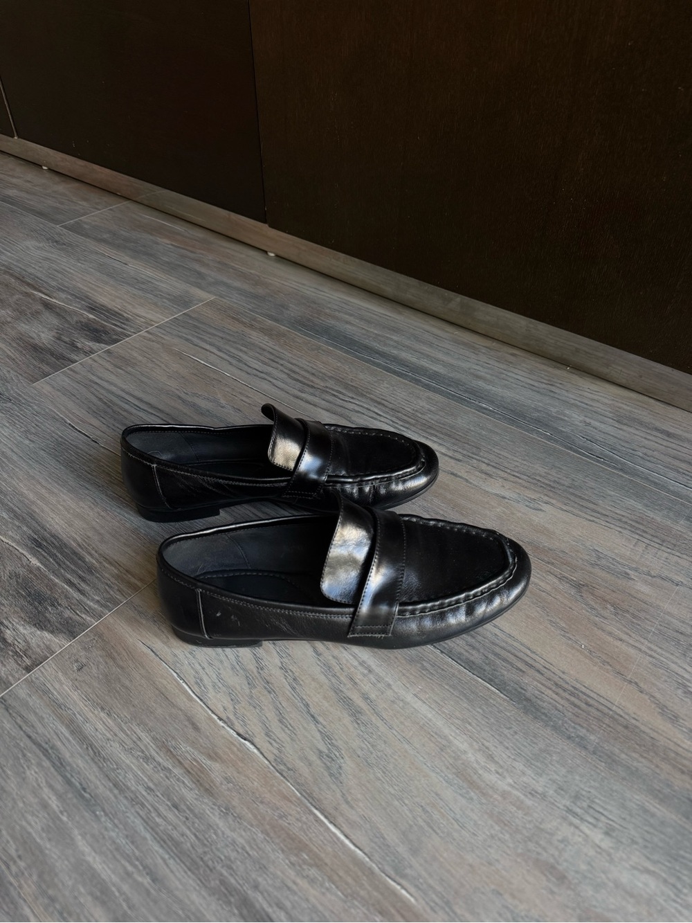 Black Suede Studio Arrow Penny Loafer